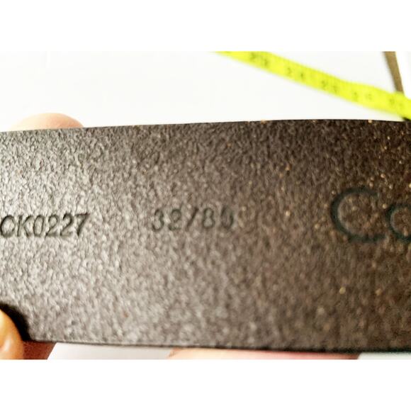Calvin Klein Brown Leather Belt Black Square Buckle Size 32 Z22 - Picture 4 of 8